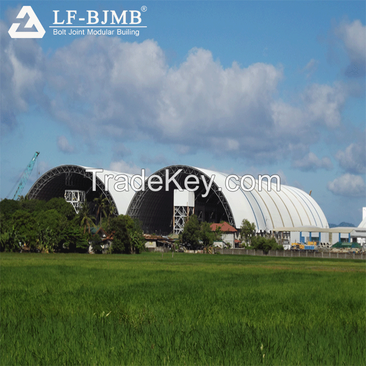 LF Long Span Roof Steel Space Frame Barrel Type Coal Storage Shed For Sale