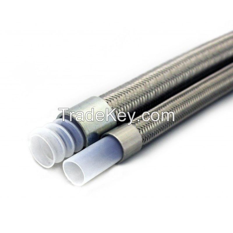 China Yozonetech Teflon PTFE Stainless Steel (SS) Wire Braided Tubes OEM/ODM SAE 100% Virgin Anti-corrosive Insulating High-pressure Pipes Hose Manufacturer