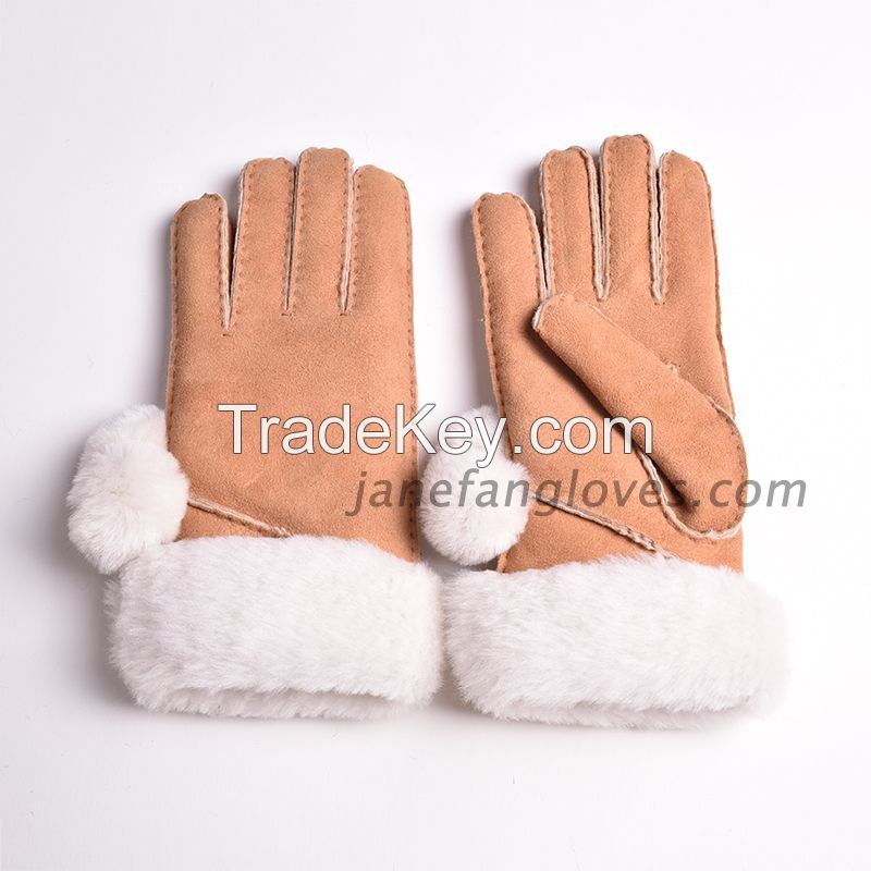 Ladies genuine sheepskin hand stitched sheepskin glove