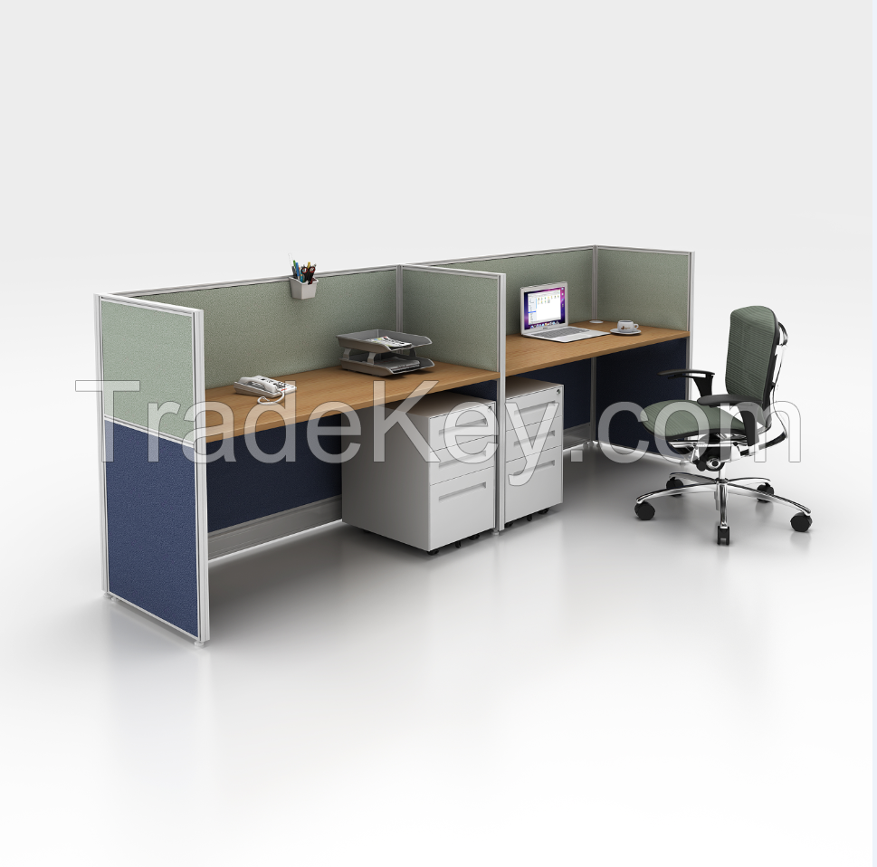Customized T3 series used 32mm thickness aluminum partitions modular single side office cubicle 2 person workstation