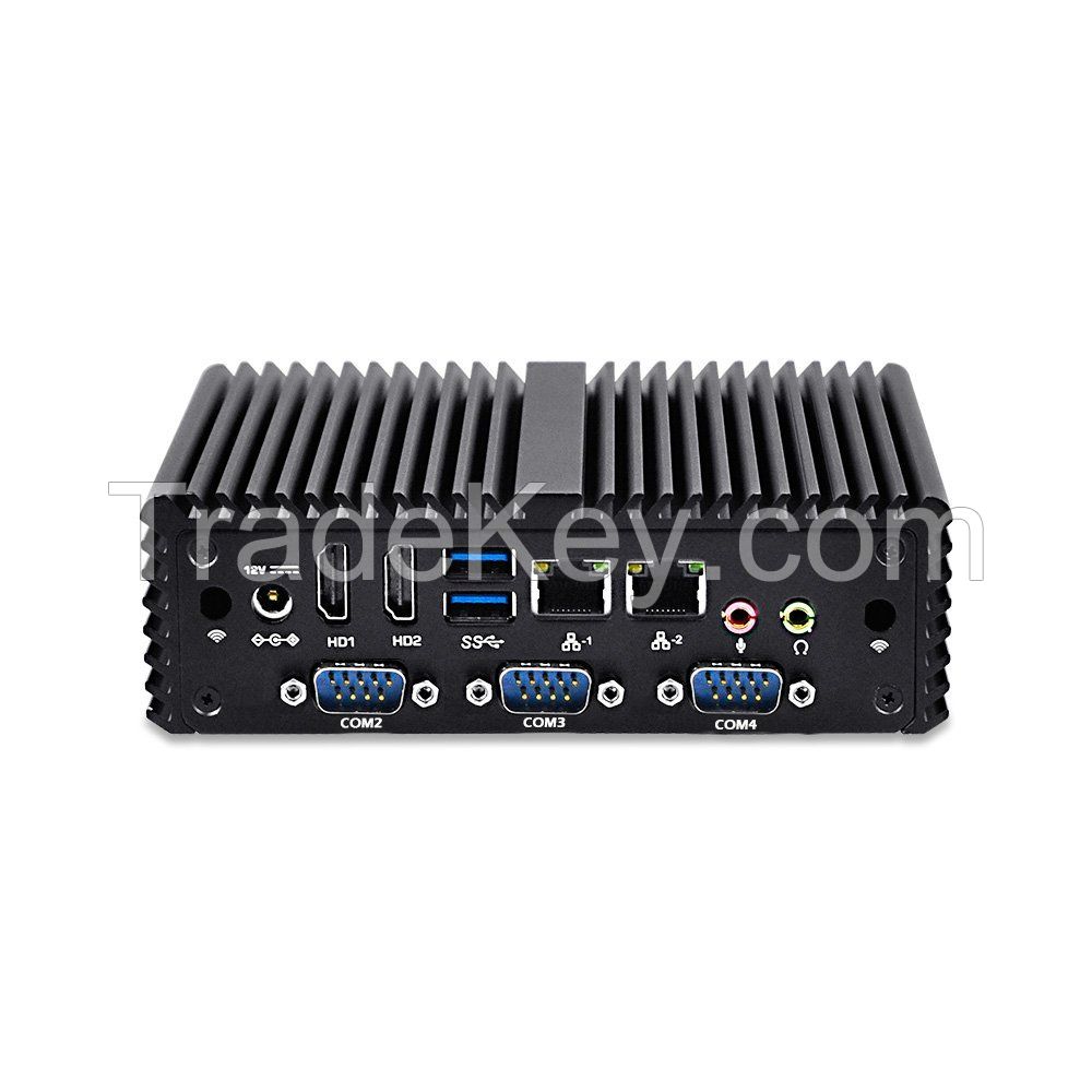 Kettop Fanless Mini PC Mi4005C4 Intel core i3 Processor Dual LAN 4 COM Ports Fanless Mini Industrial PC X86 SIM 3G/4G Support Windows/Linux