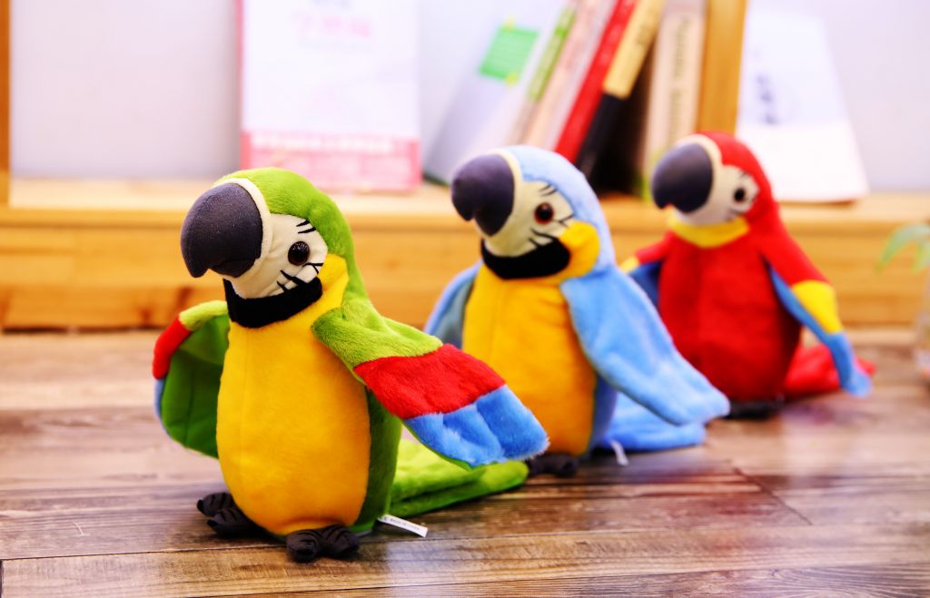 Children's electric plush toy parrots imitate sounds and talk like birds