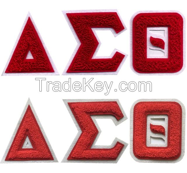 Greek chenille letters, chenille patches and badges custom CNL001