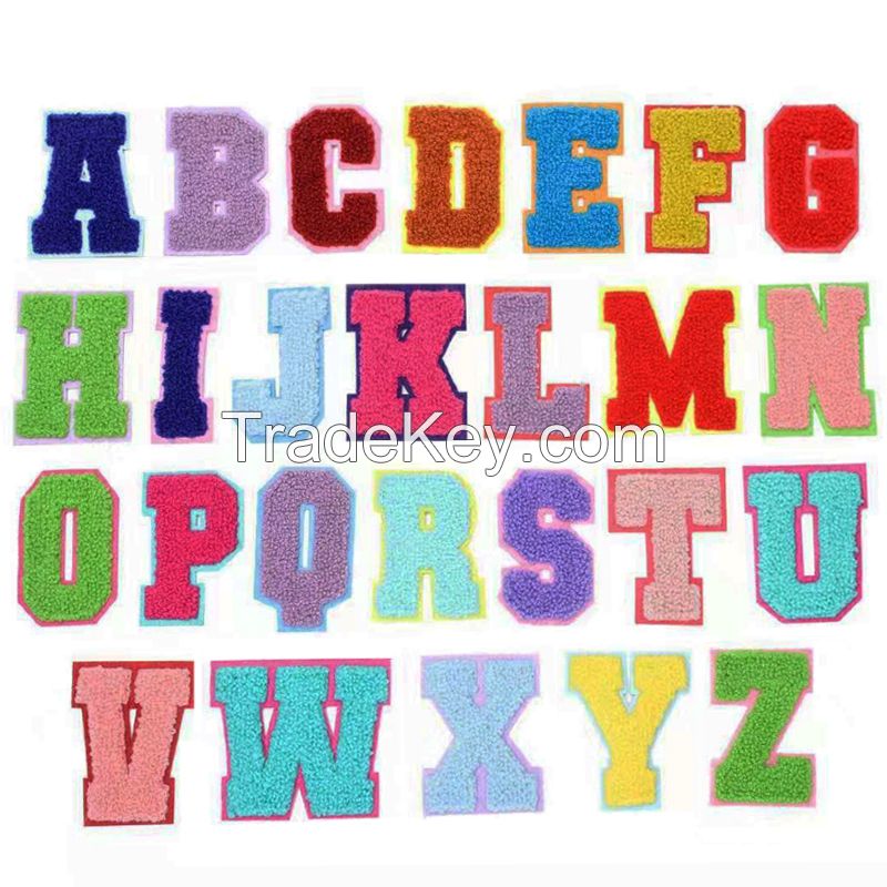 chenille letters alphabet badges, chenille lettering patches CNL071