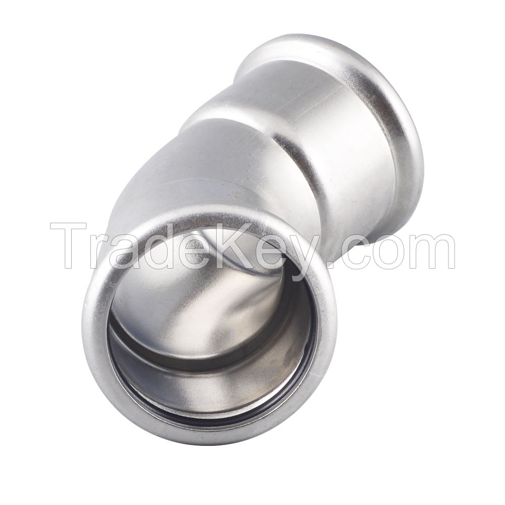 304/316 STAINLESS STEEL PRESS FITTING 45 DEGREE ELBOW