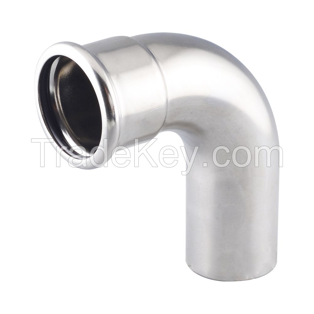 B Type Stainless Steel Press Fitting 90 Degree Elbow Pipe Fittings