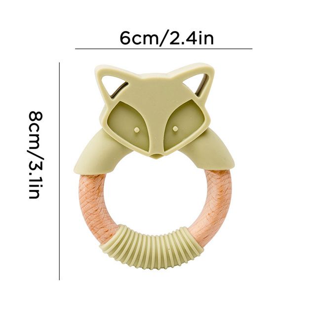 Fox Organic Wood Wooden Silicone Baby Teether Wholesale