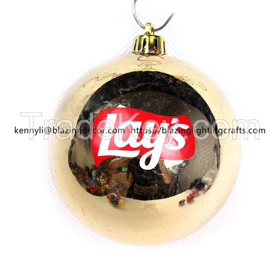 Promotional Good Quality Plastic and Glass Customized Christmas LOGO Ball