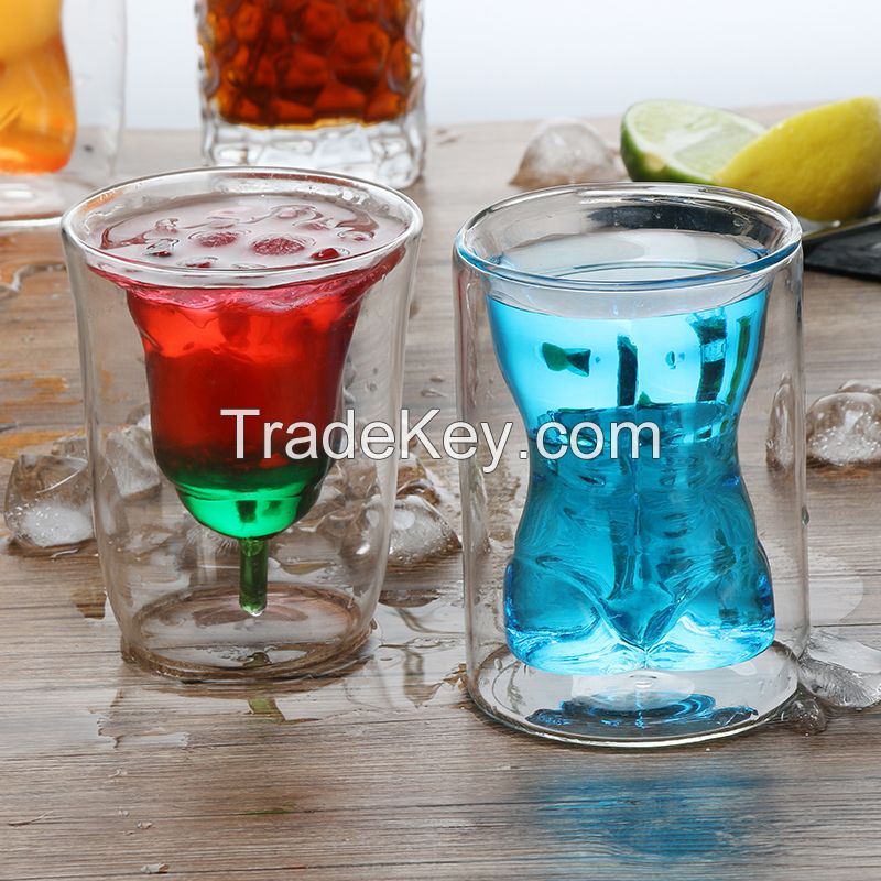 Hot sales China Factory Cheap Double Wall Glass Cup clear handblown gl