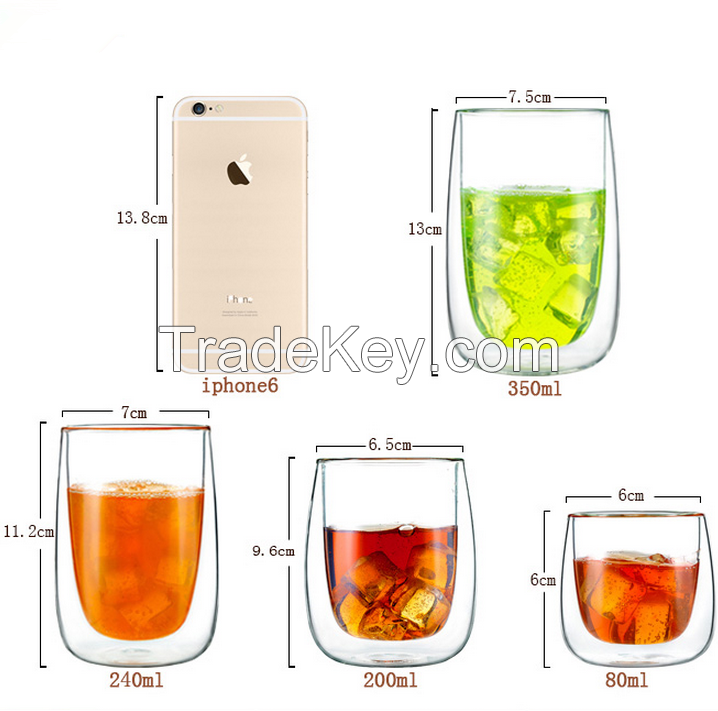 China Factory Cheap Quality Double Wall Glass Cup clear handblown glas