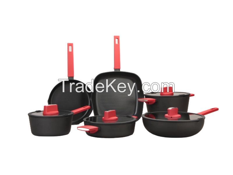 Non-Stick Pressed Cookware Set with Soft Touch Handle