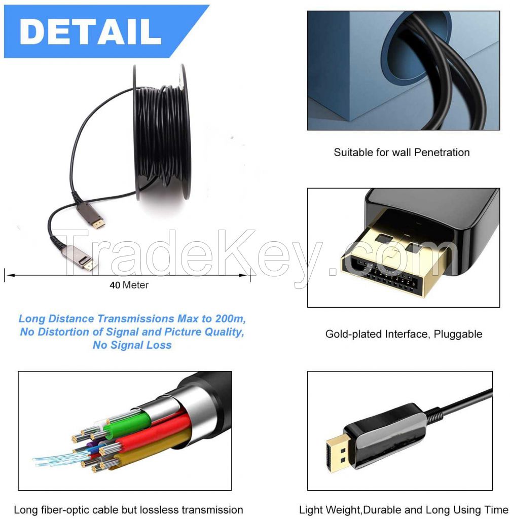 Active Optical Cable DisplayPort Male to Male Cable 8K
