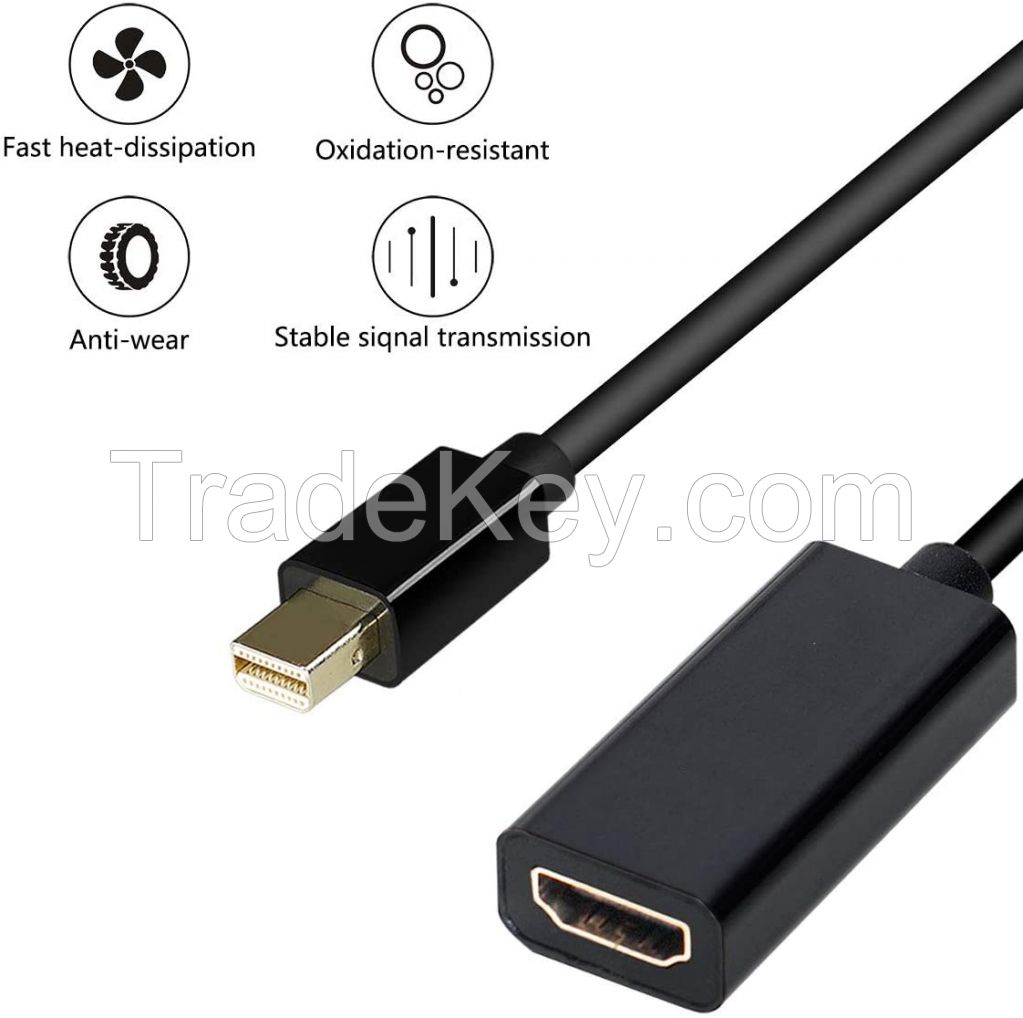 Mini DisplayPort to HDMI Male to Female White Black