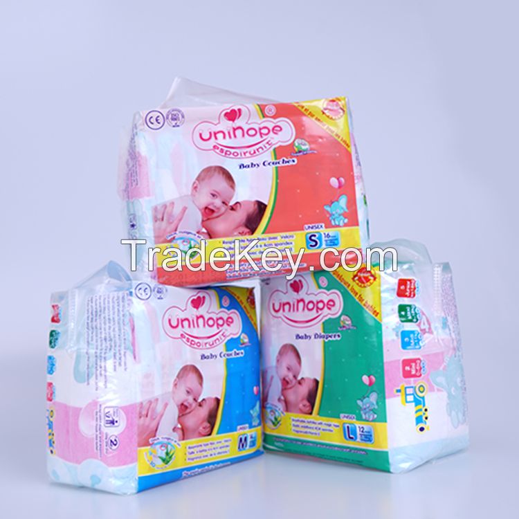 Unihope brand disposable baby diapers in stock
