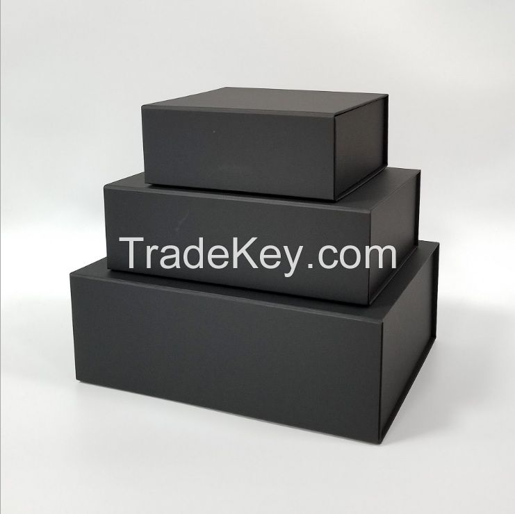 black folded gift paper box