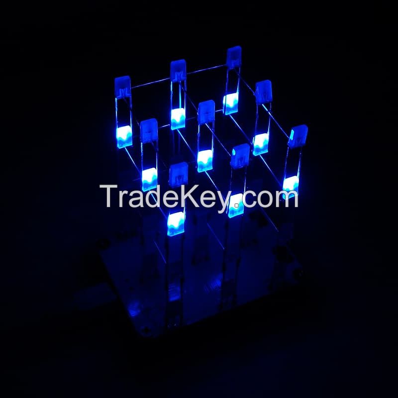 CFun DIY Electronic LED Display Kit 3*3*4 Color 40pcs frosted LEDs Light Cube Sound/Light Control Hobby Electronic Kit