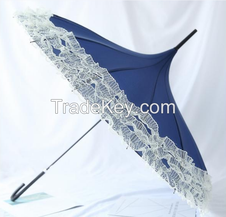 Factory wholesale creative lace straight pagoda umbrella princess umbrella custom