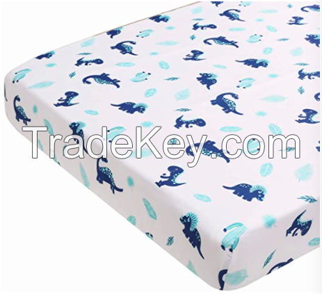 4 Piece Soft Baby Crib Bedding Set Dino Nursery Bedding Crib Set | Crib Comforter, Fitted Sheet, Dust Ruffle,blanket