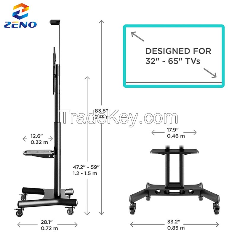 KLC-151 porta tv furniture for tv screen rolling tv stand fit 32 65 inches, mobile TV cart