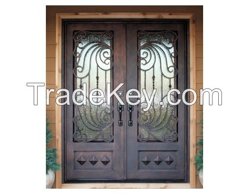Wrought Iron Front Double Entry Doors Custom Made and Wholesale Hench Id5