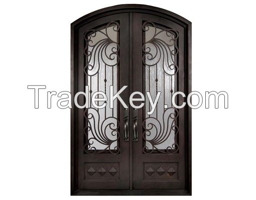 Wrought Iron Front Double Entry Doors Custom Made and Wholesale Hench Id3