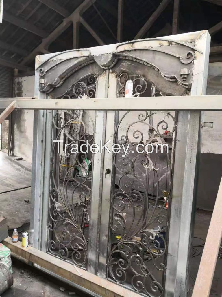 Wrought Iron Front Double Entry Doors Custom Made and Wholesale Hench Id7
