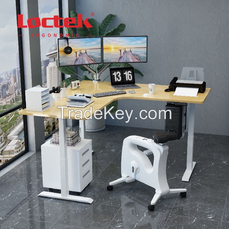 Loctek ET223L(IB) L-Shaped Three-Leg Corner Height Adjustable Sit Standing Up Desks Frame