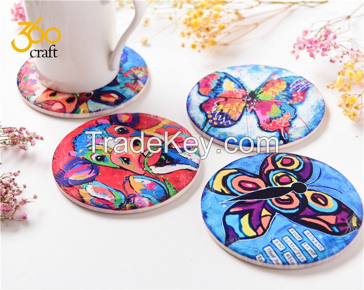 Table Decoration Customized Design Printed Ceramic Drink Coaster Hot Pad
