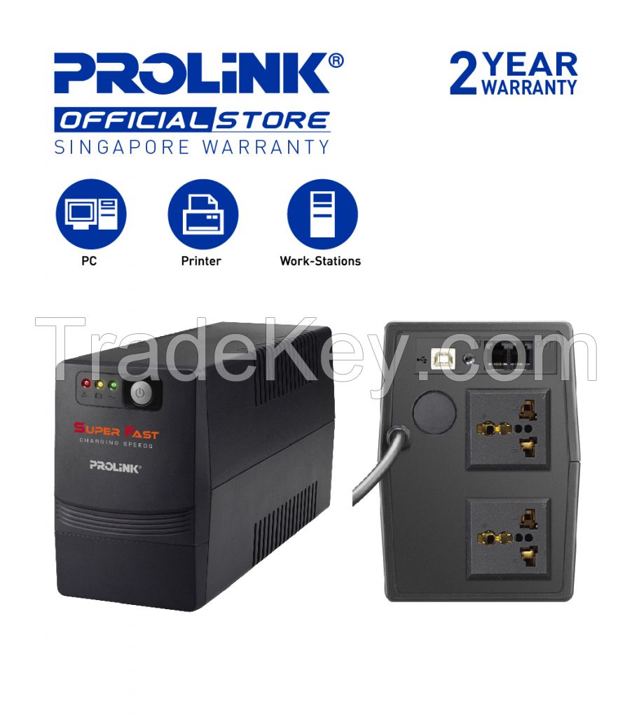 PROLiNK 650VA Super Fast Charging Line Interactive Series UPS with built in AVR 140-300VAC PRO700SFC