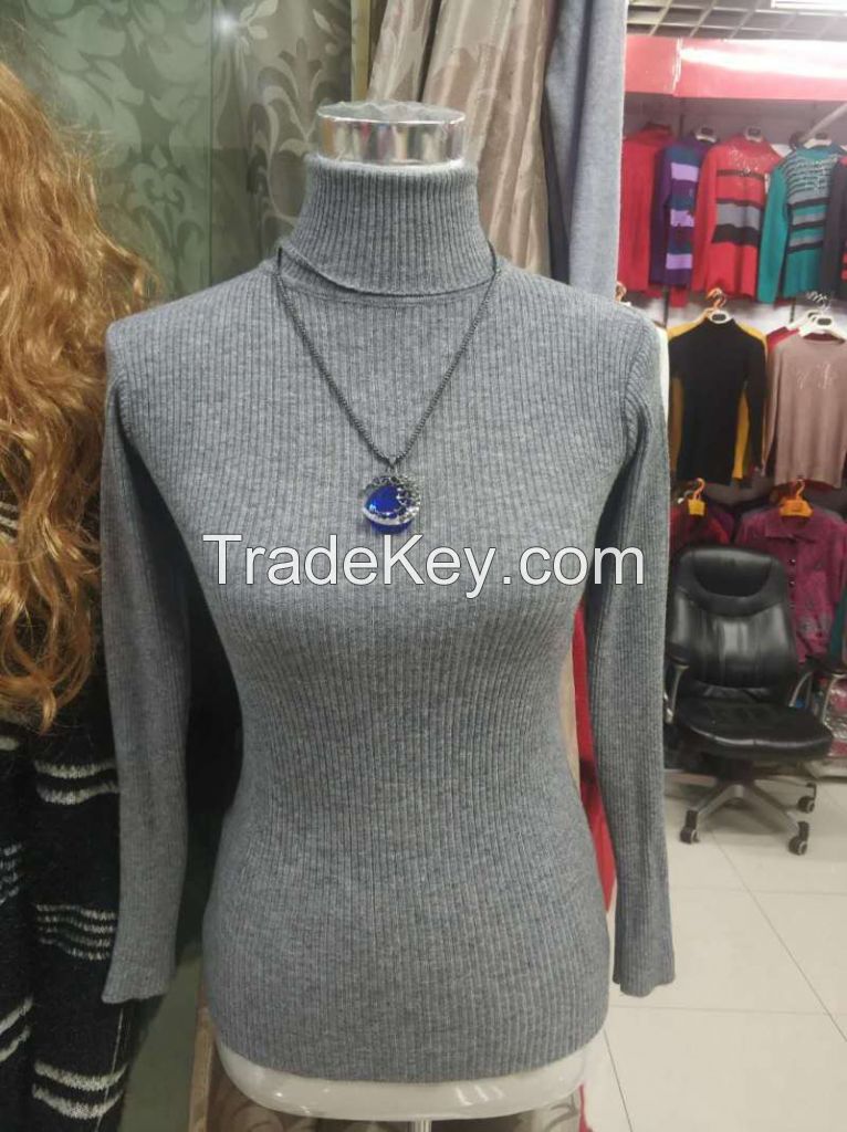 Colorful Women slim knit sweater high and middle neck