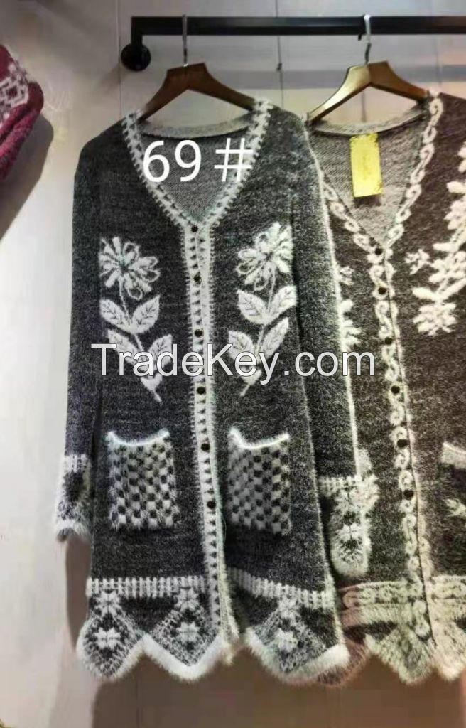 Ladies furry Cardigan Knitted Sweater Jacket Sweet  Arab