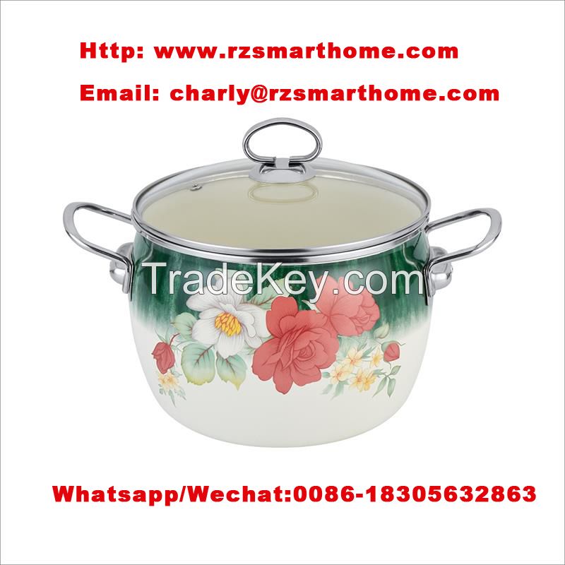 Enamel pot with lid