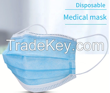 Disposable mask 3plys earloop, disposable medical face mask 17.5*9.5cm