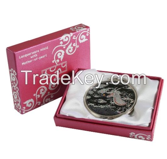 Nacre Inlay Mother of Pearl Storage Chest Wooden Box Crane with Pin Tree Design Jewelry Mirror Box