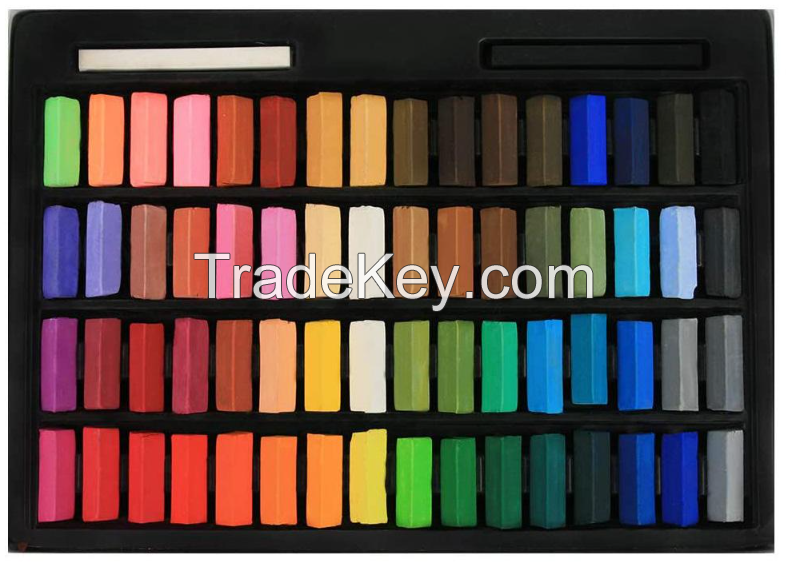 HASHI  Soft Pastel Set for Professionals - Square Chalks Assorted Colors (64 Colors)