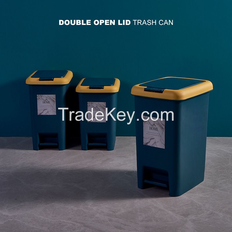 Pedal trash can plastic industrial large environmental trash can small foot  rubbish bin
