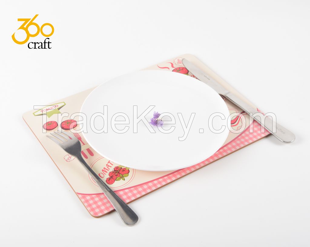 Printed custom cork backed MDF placemats 