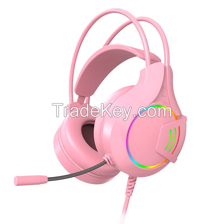 Game Headphones With Mic LED Light Surround Sound Over Ear Headset For PC Computer Gaming Headset