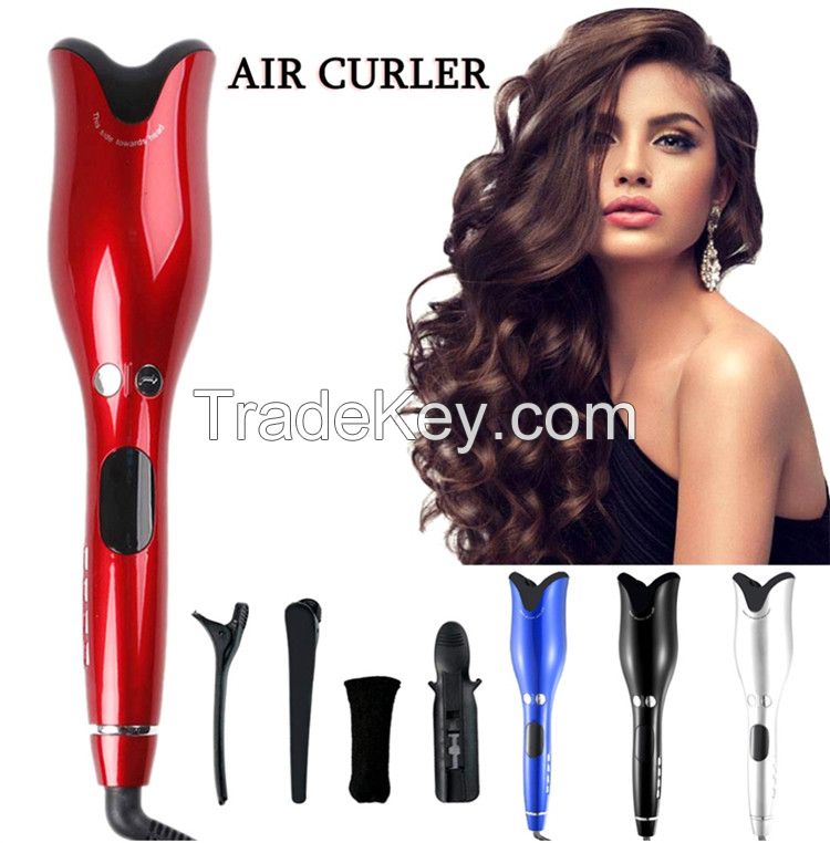Rose Design Auto Hair Curling Iron Ceramic Rotating Air Curler Air Spin Wand Styler Curl Machine Portable Mini Iron Hair Curler