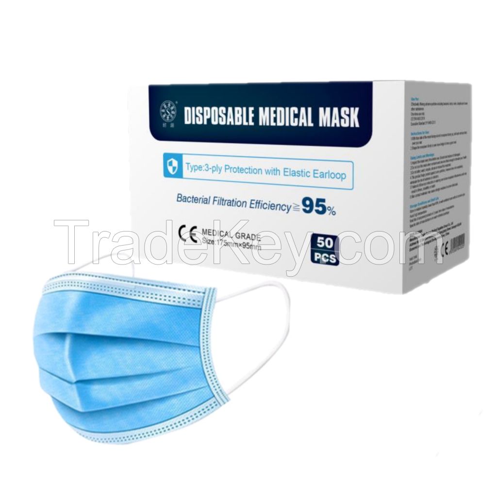 China Disposable Mask Earloop Medical Face Mask 3ply