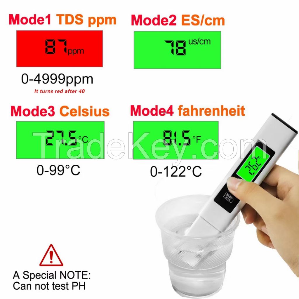 Factory direct supply new pen type water quality analyzer portable backlit tds ph meter
