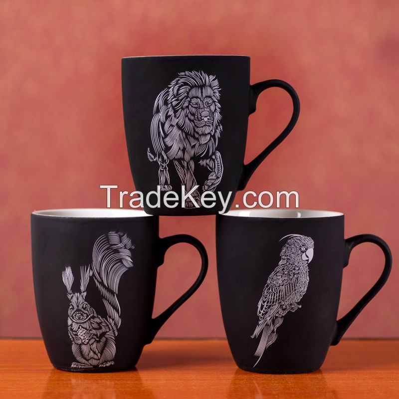 soft touch rubber glazed ceramic mugs