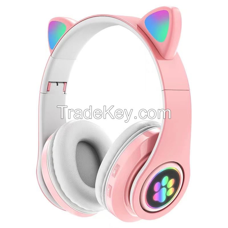 Lovely Cat Ear LED Flash Light Bluetooth Headphone