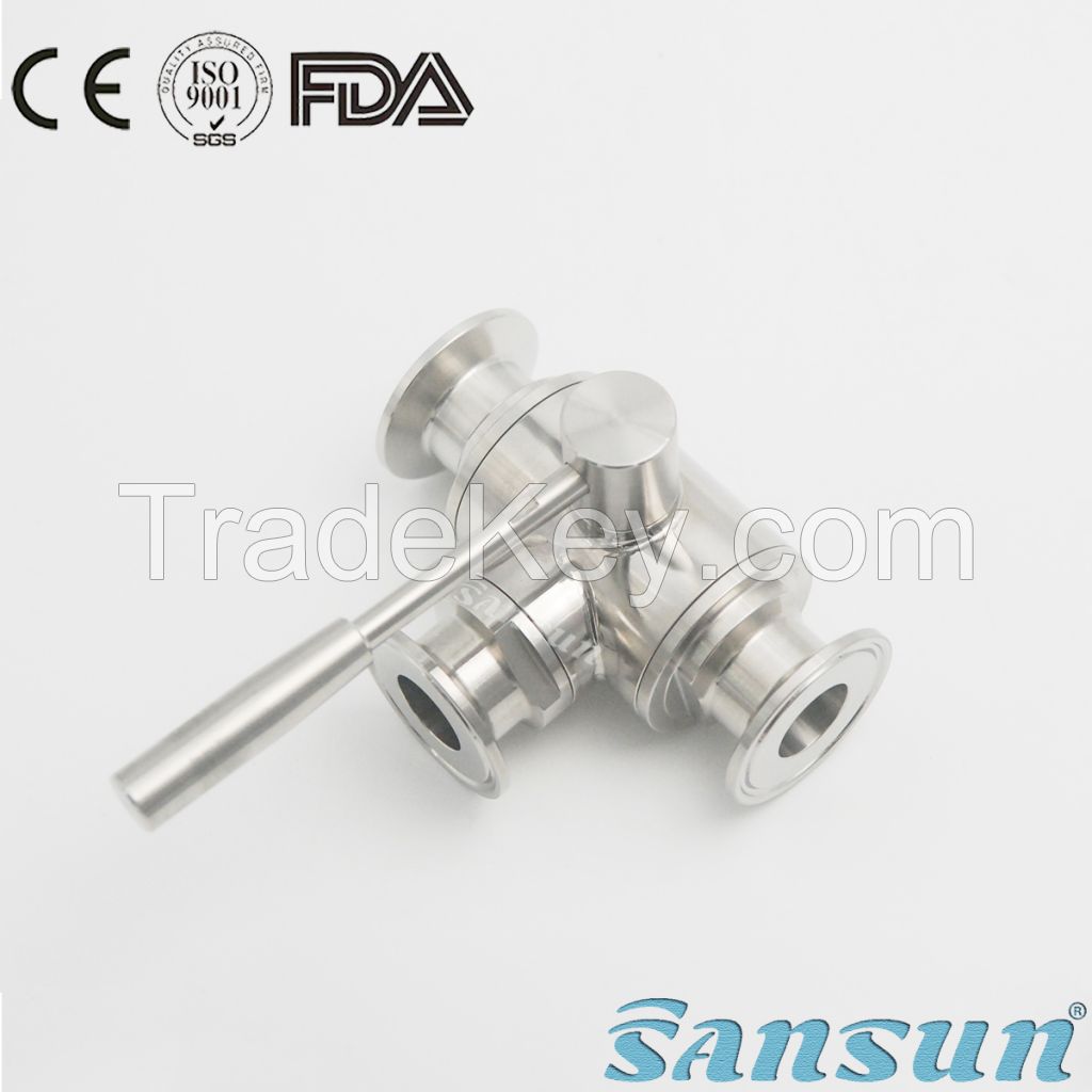 sanitary stainless steel  tri clamp 3 way ball valve