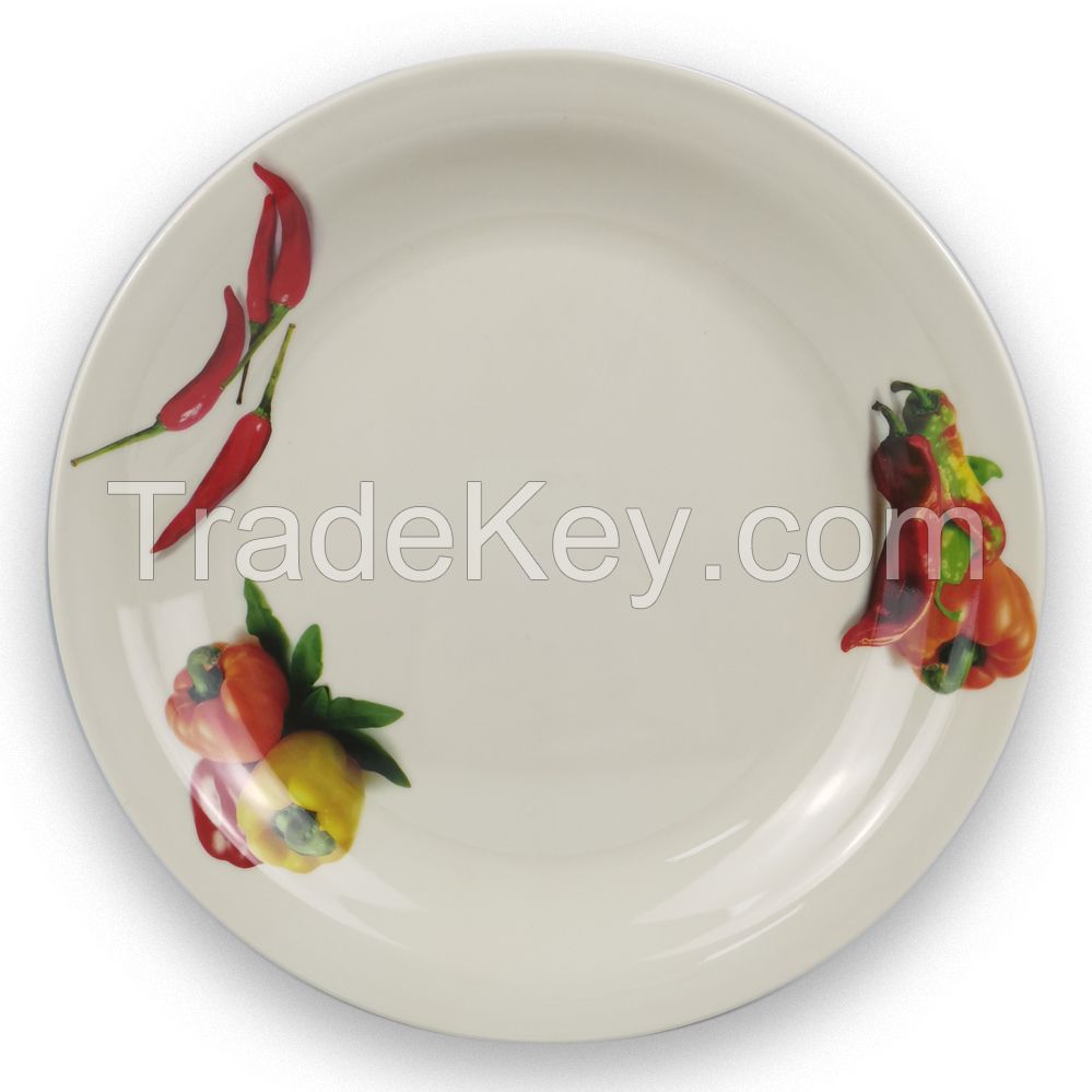 Factory direct supply high quality thick durable melamine dinner plate with custom design