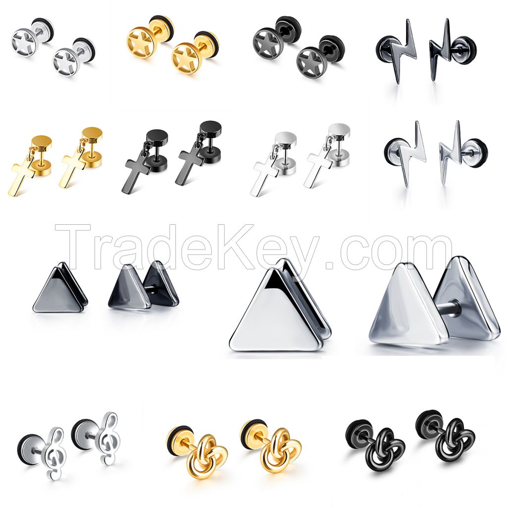 Cyue European Stainless Steel Hoop Stud Earrings For Women/men Jewelry