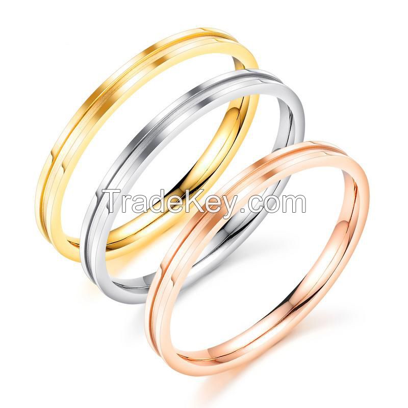 Cyue European Stainless Steel Rose Golden Finger Ring For Women Men Gift Jewelry