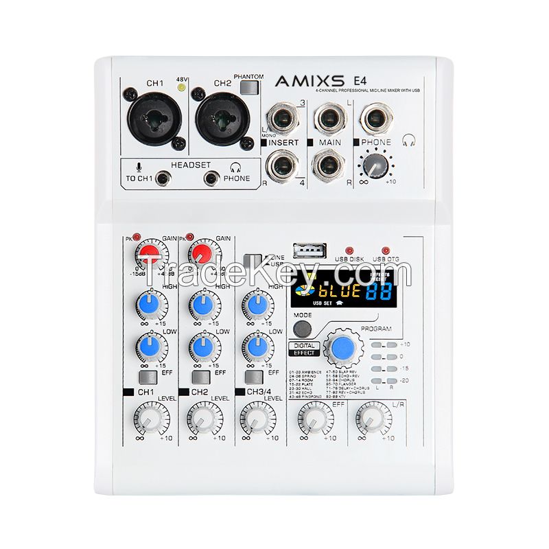 AMIXS E4 audio mixer Phantom Power usb Sound card dj mixing console mixer pro audio equipment professional audio interface dsp