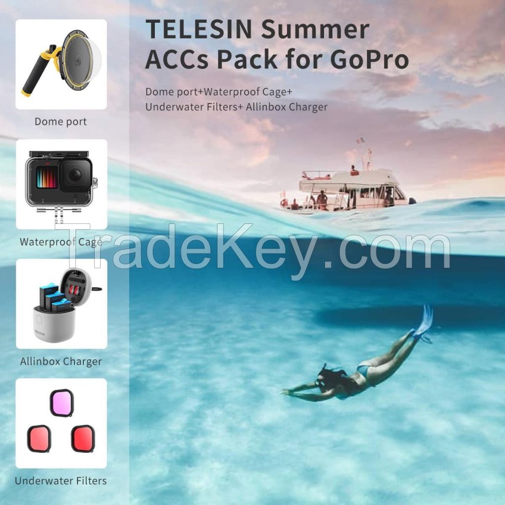 Telesin 6'' Waterproof Dome Port Diving Housing With Floating Handle For DJI Osmo Action Camera accessories