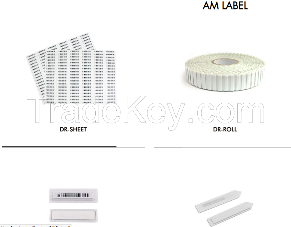 AM Security labels DR-Sheet-Barcode and DR-Roll Retails Labels 
